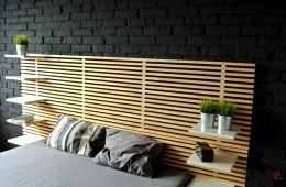 Czarna cegła dekoracyjna – sypialnia loft